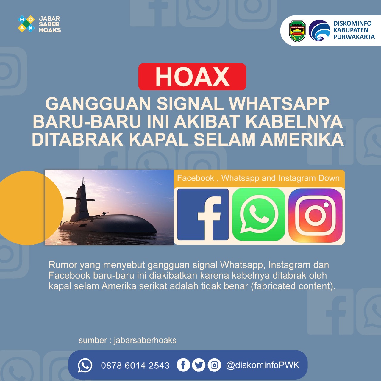 Hoax Gangguan Signal Whatsapp Baru Ini Akibat Kabelnya di Tabrak Kapal Selam Ame